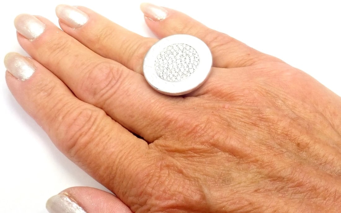Rare! Authentic Bvlgari Bulgari 18k White Gold Diamond Ring - 10