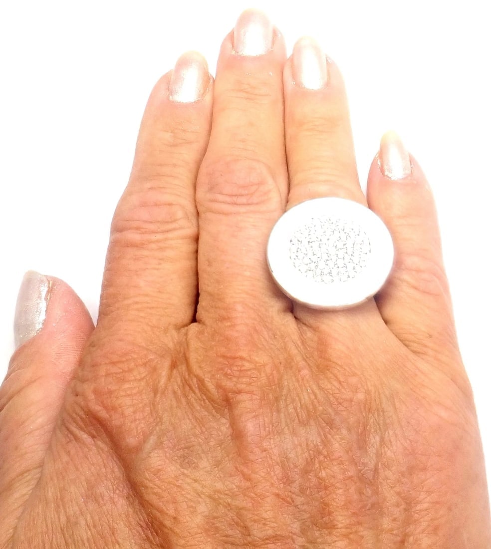 Rare! Authentic Bvlgari Bulgari 18k White Gold Diamond Ring - 9