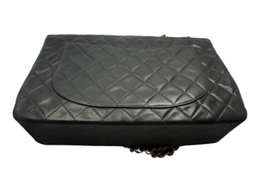 1995 Chanel Jumbo XL Maxi Black Quilted Lambskin Single Flap Handbag Purse - 5