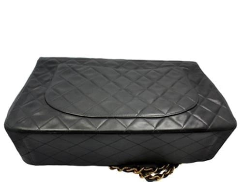 1995 Chanel Jumbo XL Maxi Black Quilted Lambskin Single Flap Handbag Purse - 6