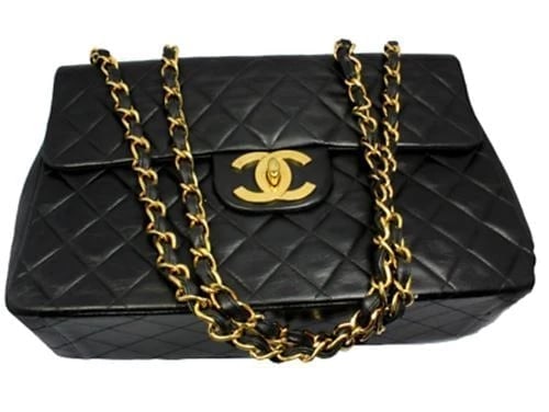 1995 Chanel Jumbo XL Maxi Black Quilted Lambskin Single Flap Handbag Purse - 7