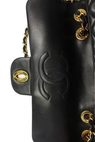 1995 Chanel Jumbo XL Maxi Black Quilted Lambskin Single Flap Handbag Purse - 8