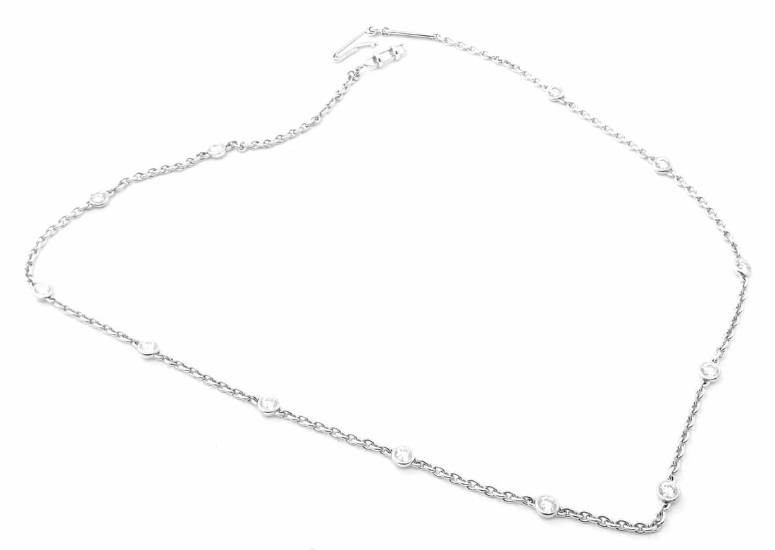 Authentic! Cartier 18k White Gold 1.5ct Diamond By The Yard Chain Necklace - 11