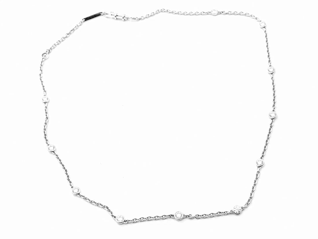 Authentic! Cartier 18k White Gold 1.5ct Diamond By The Yard Chain Necklace - 3