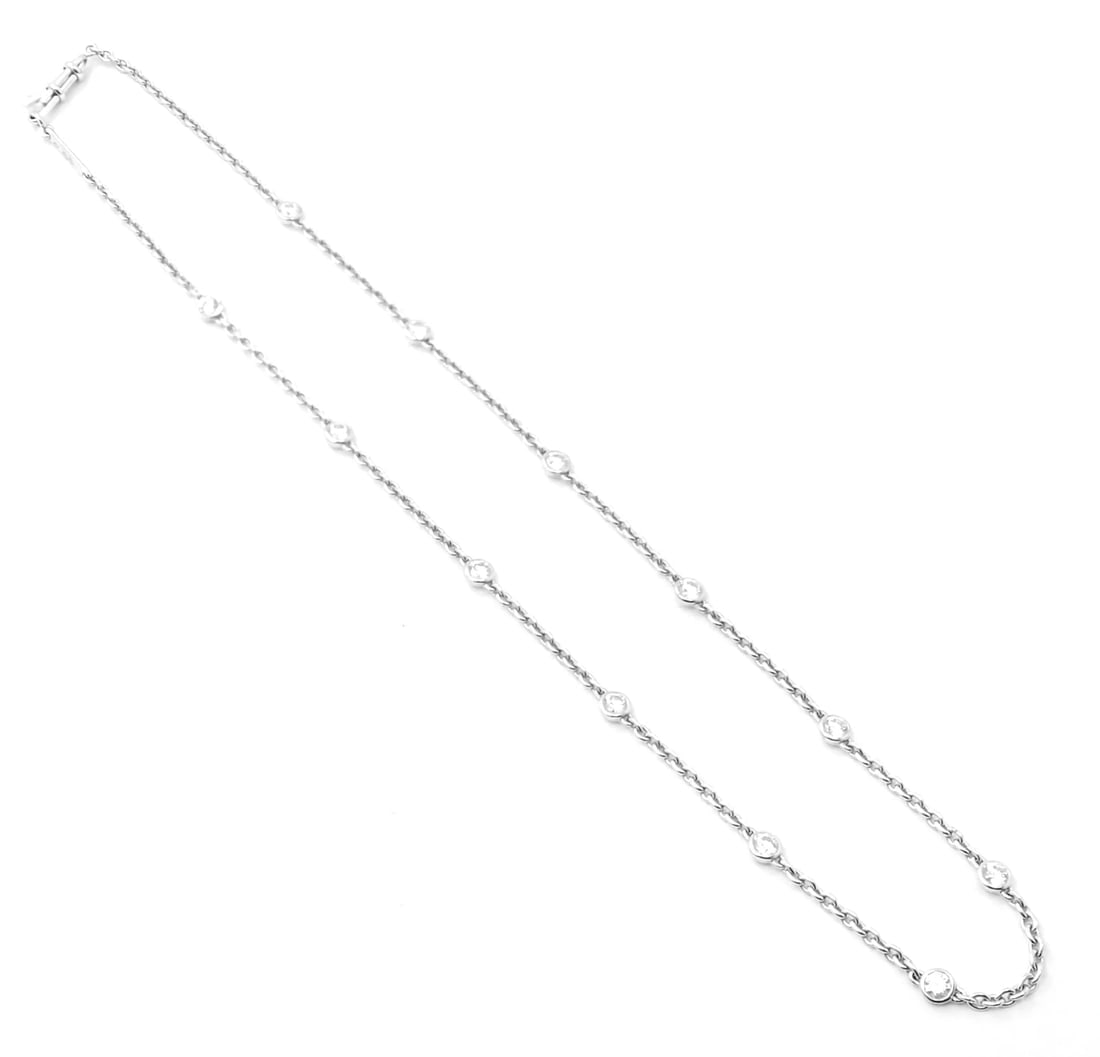 Authentic! Cartier 18k White Gold 1.5ct Diamond By The Yard Chain Necklace - 5