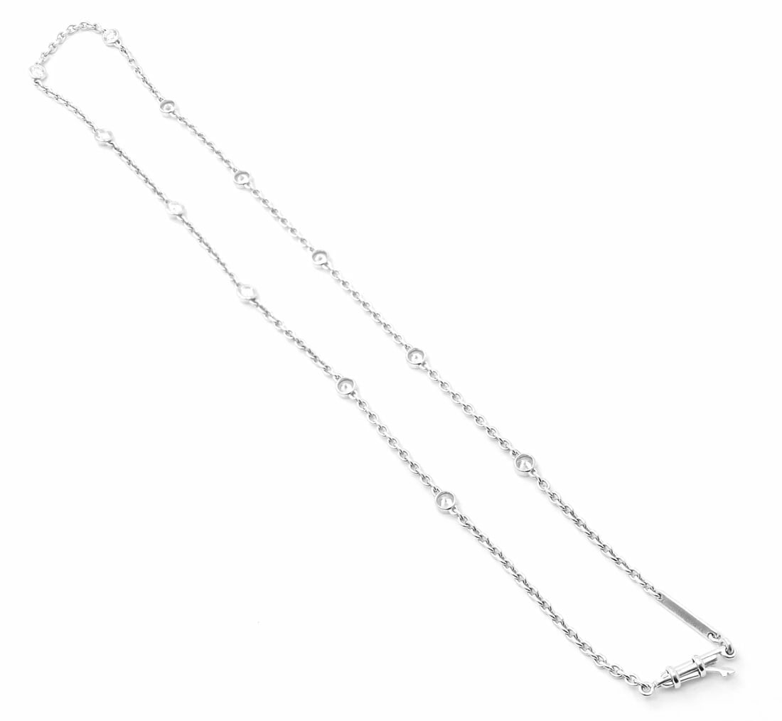 Authentic! Cartier 18k White Gold 1.5ct Diamond By The Yard Chain Necklace - 7