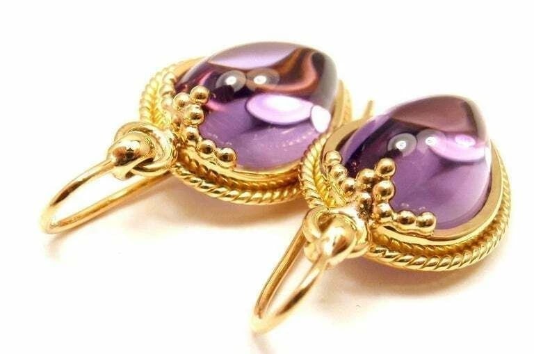 New! Authentic Temple St. Clair 18k Yellow Gold Chinese Bead Amethyst Earrings - 3
