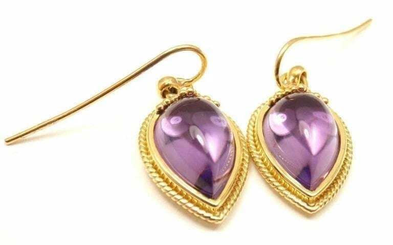 New! Authentic Temple St. Clair 18k Yellow Gold Chinese Bead Amethyst Earrings - 4