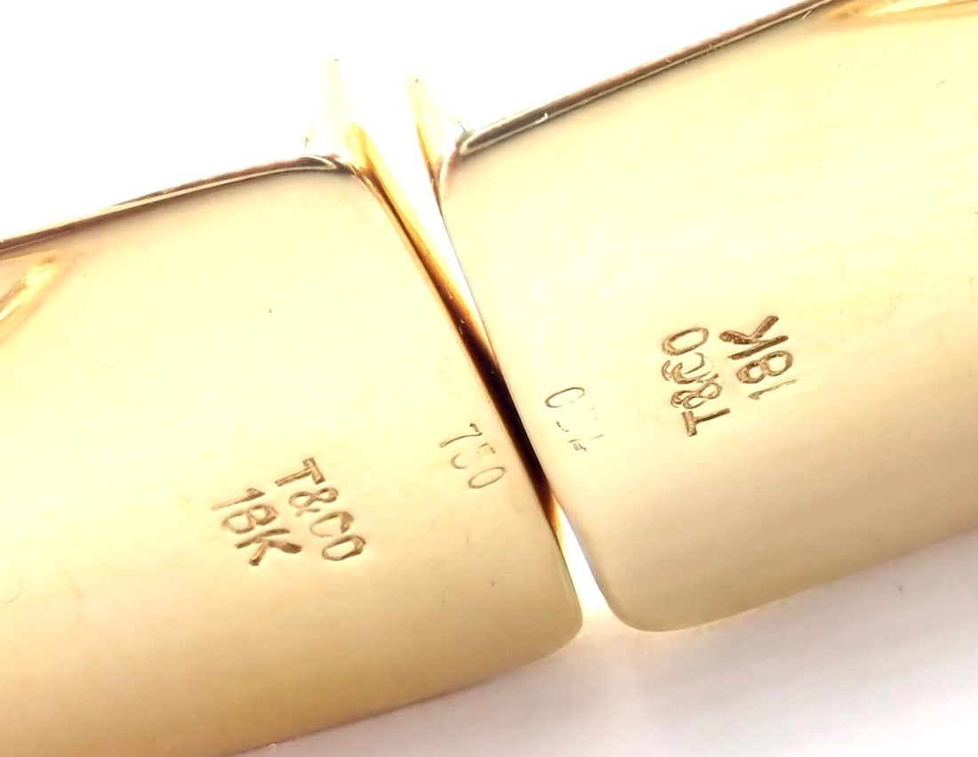 Tiffany & Co Cummings 18k Yellow Gold Inlaid Black Jade MOP Domino Earrings - 6