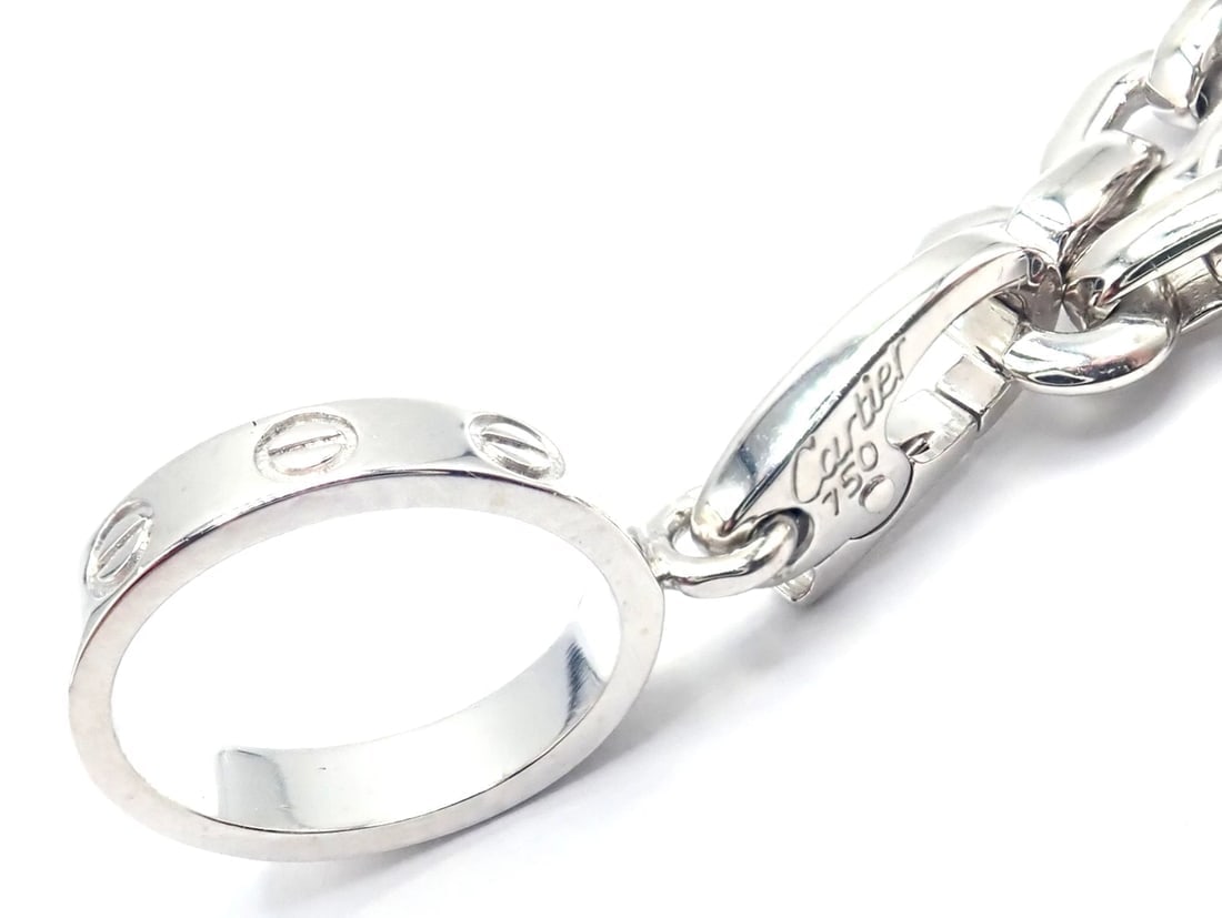 Authentic Cartier 18k White Gold 4 Charm Panther Airplane Love Box Link Bracelet - 6