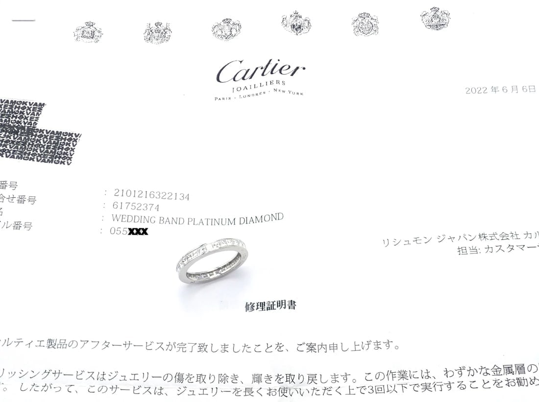 Cartier Platinum Princess Cut Diamond Eternity Band Ring Size 53 US 6.75 Paper - 10
