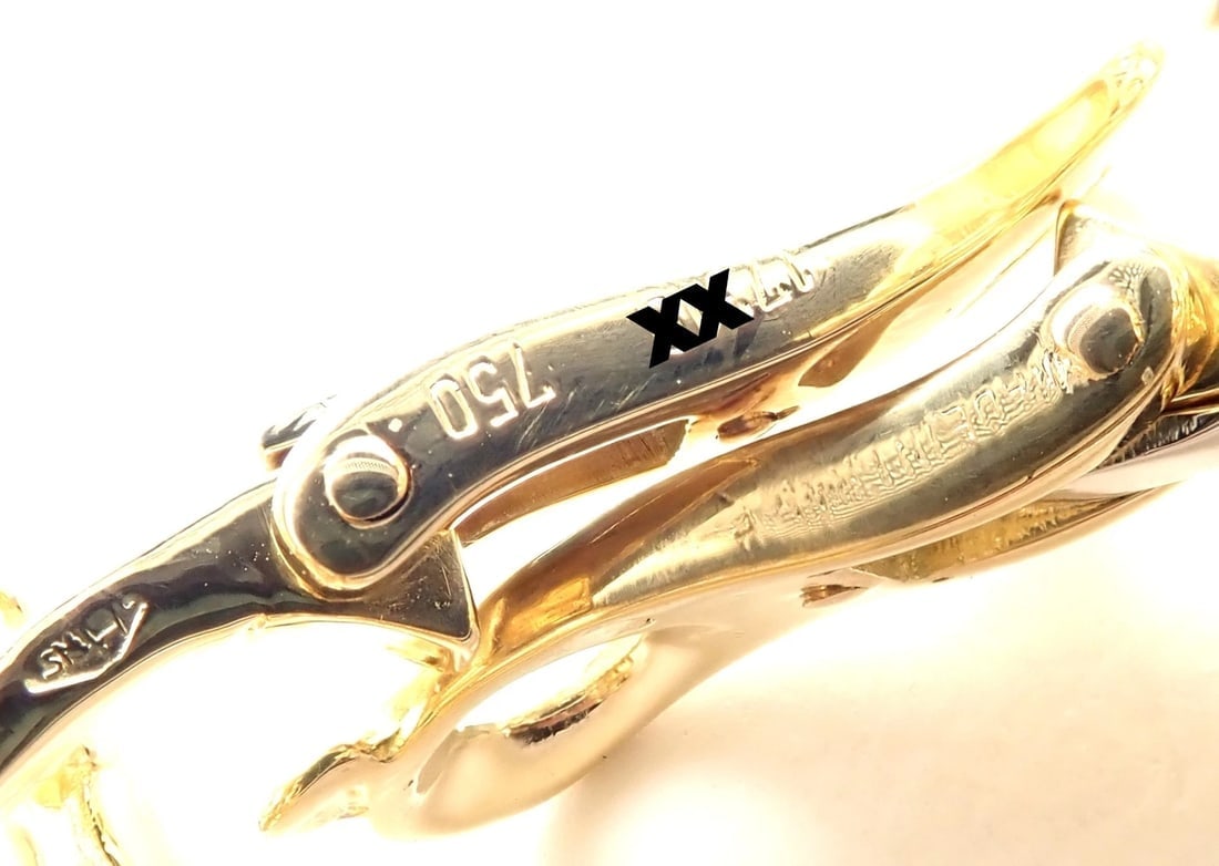 Authentic! Vintage Hermes 18K Yellow Gold Large Earrings - 8