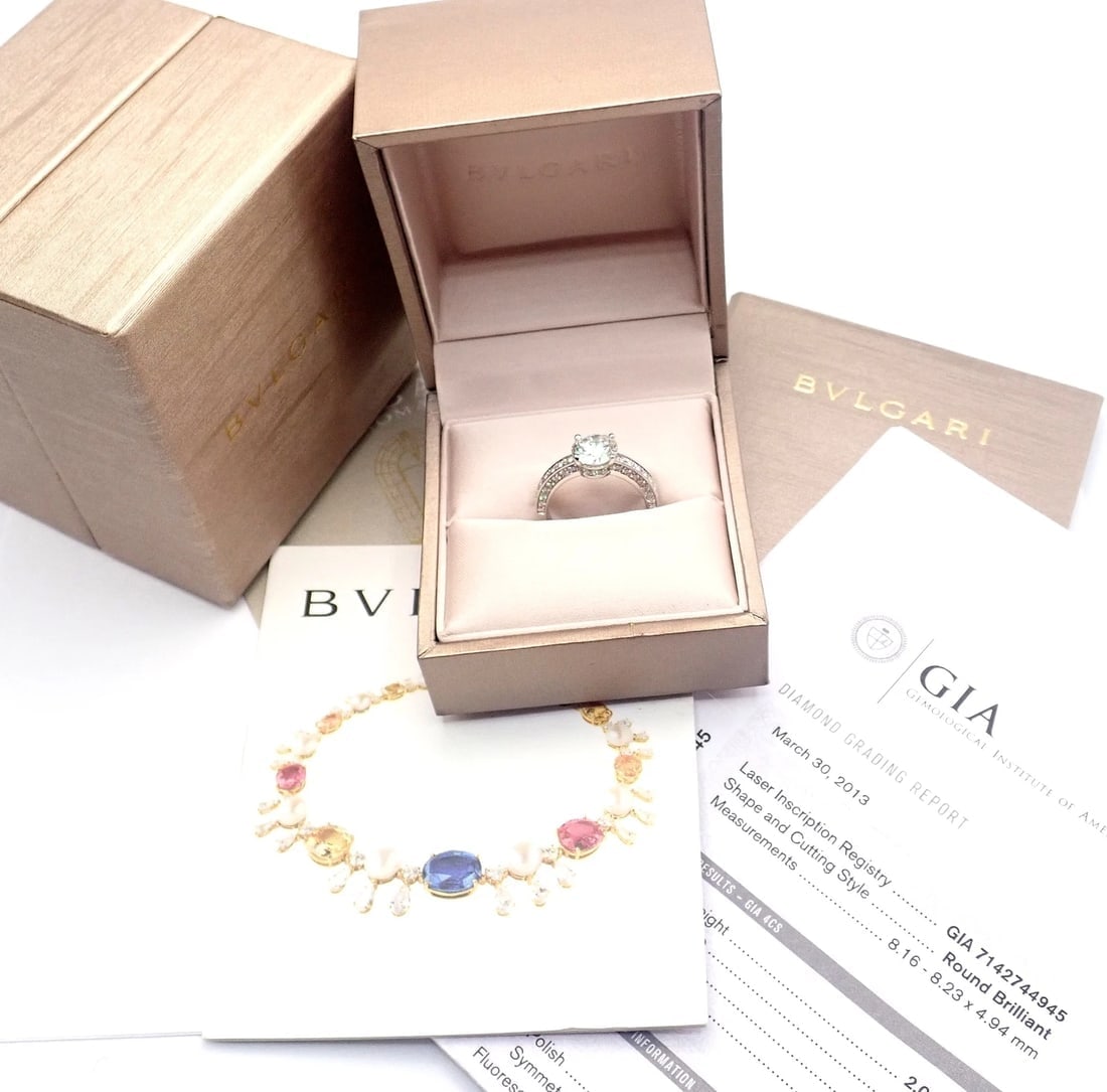 Authentic! Bulgari Bvlgari Platinum 4.04ct VS1 F Diamond Engagement Ring GIA - 12