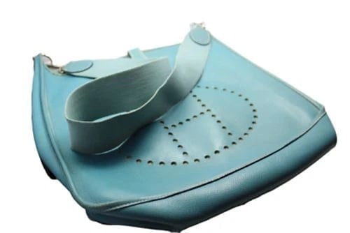 Authentic! Hermes Evelyne Blue Jean Epsom Leather PM Handbag Purse - 2