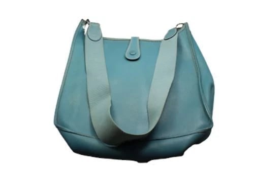 Authentic! Hermes Evelyne Blue Jean Epsom Leather PM Handbag Purse - 4