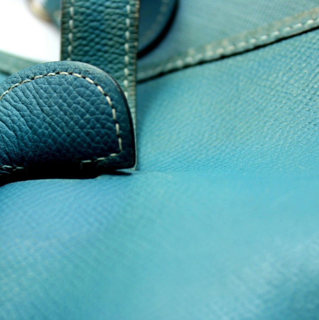 Authentic! Hermes Evelyne Blue Jean Epsom Leather PM Handbag Purse - 5