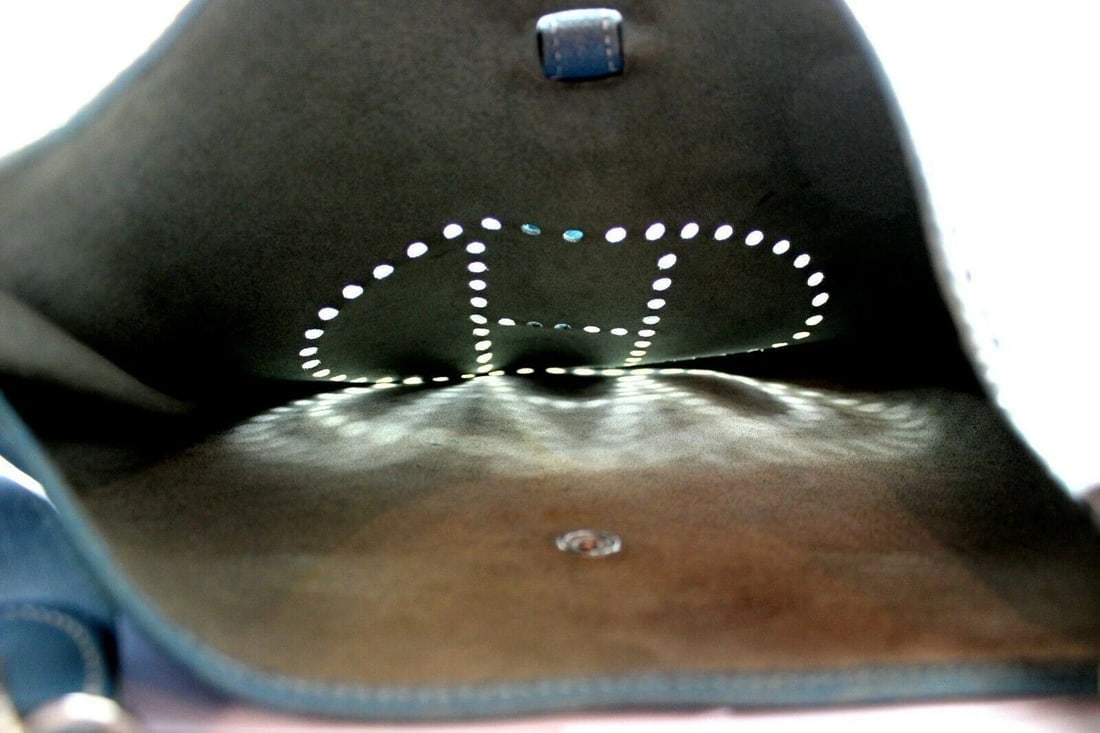 Authentic! Hermes Evelyne Blue Jean Epsom Leather PM Handbag Purse - 6