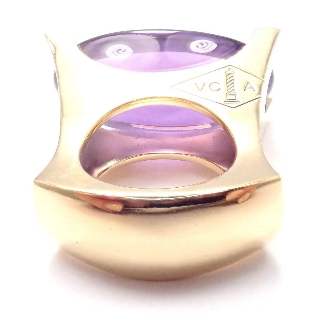 Van Cleef & Arpels Electra 18k Yellow Gold Diamond Large Amethyst Ring Paper - 12