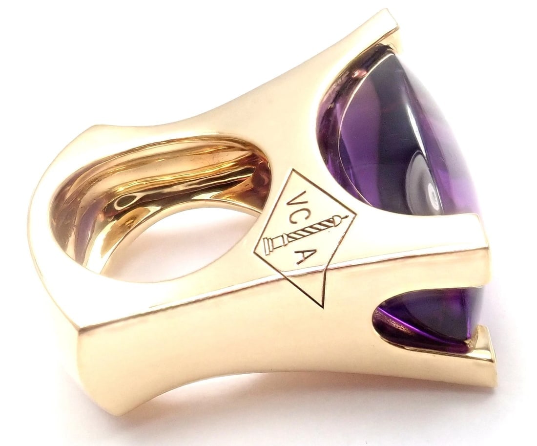 Van Cleef & Arpels Electra 18k Yellow Gold Diamond Large Amethyst Ring Paper - 13