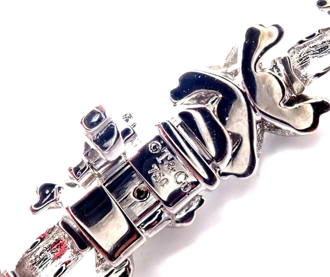 Authentic! Tiffany & Co 18k White Gold Diamond Cluster Signature X Link Necklace - 10