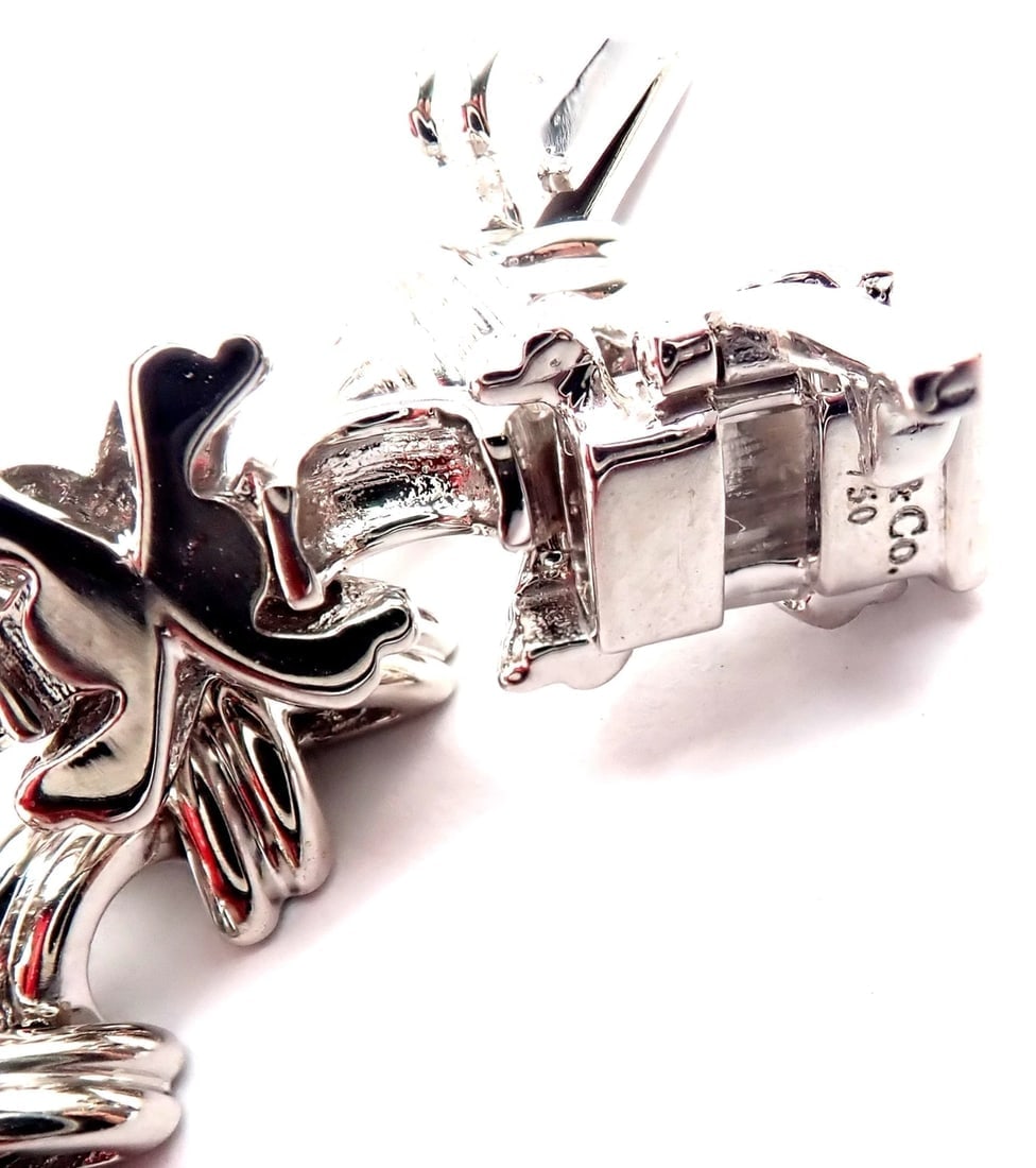 Authentic! Tiffany & Co 18k White Gold Diamond Cluster Signature X Link Necklace - 8