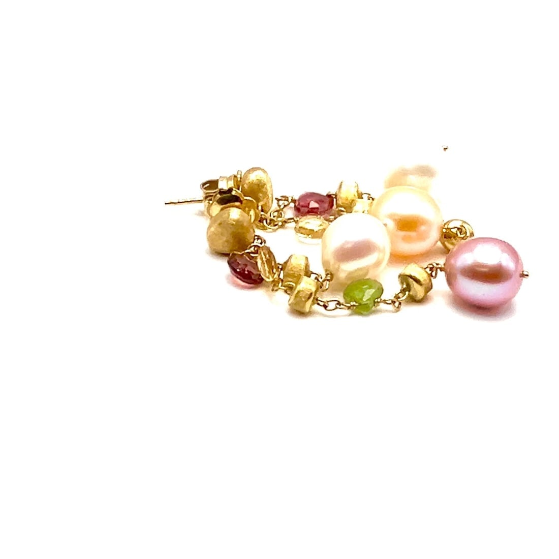 Authentic! Marco Bicego 18k Yellow Gold Paradise Multicolor Gems Pearl Earrings - 2