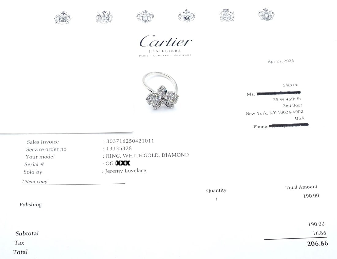 Authentic! Cartier Caresse D'orchidées Orchid Flower 18k White Gold Diamond Ring - 8