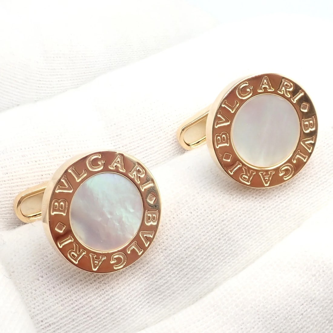 Authentic! Bvlgari Bulgari 18k Yellow Gold Multicenter Cufflink Kit Set - 8