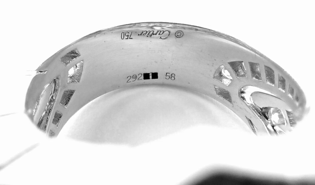 Rare! Authentic Cartier 18k White Gold Diamond Waves Large Ring - 12
