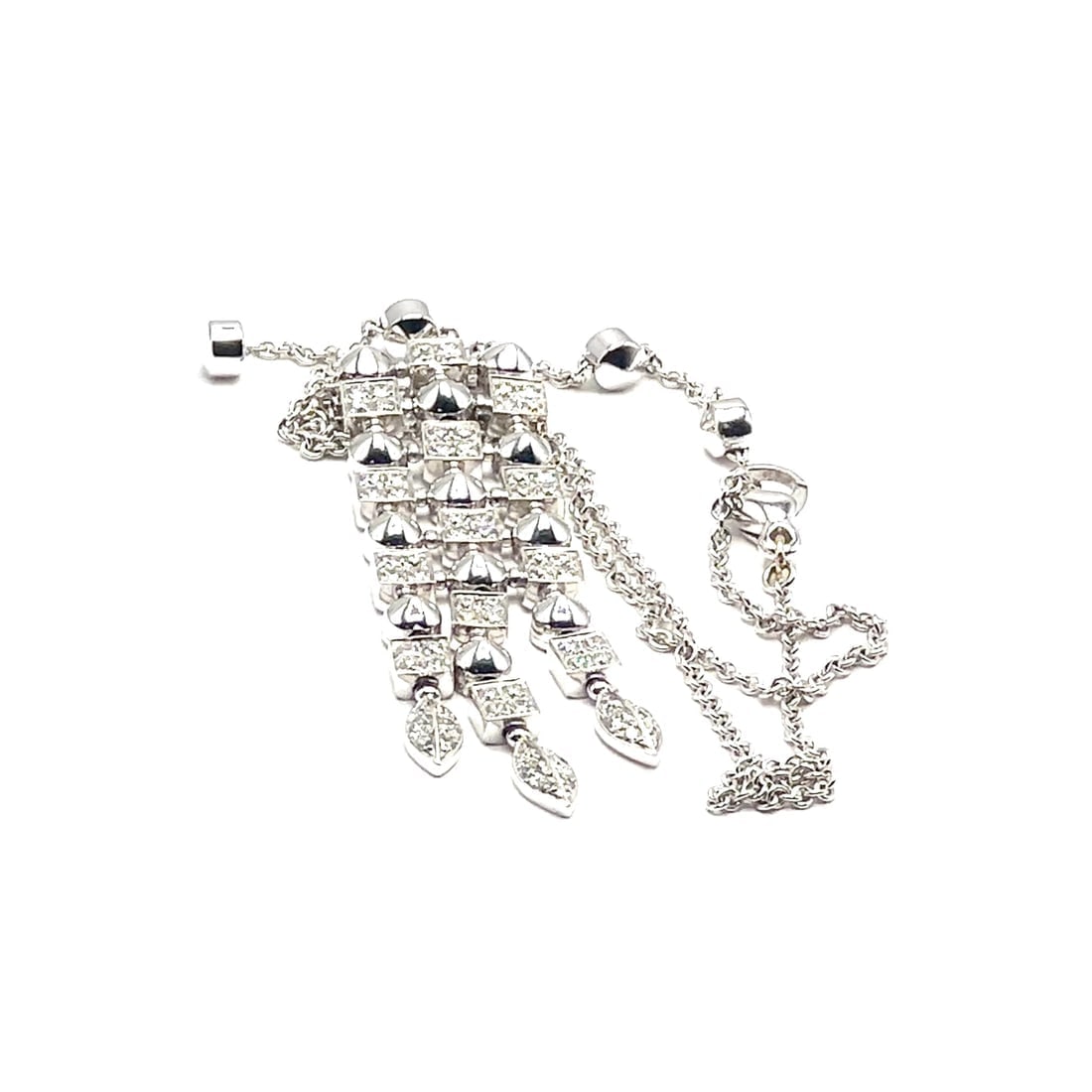 Authentic! Bvlgari Bulgari 18k White Gold Lucea Diamond Pendant Necklace - 2