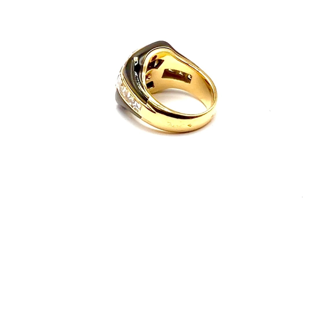 Authentic! Piaget 18k Yellow Gold Diamond Invisible Set Sapphire Enamel Ring - 2