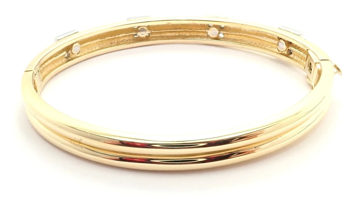 Rare! Vintage Authentic Tiffany & Co 18k Yellow Gold Diamond Bangle Bracelet - 4