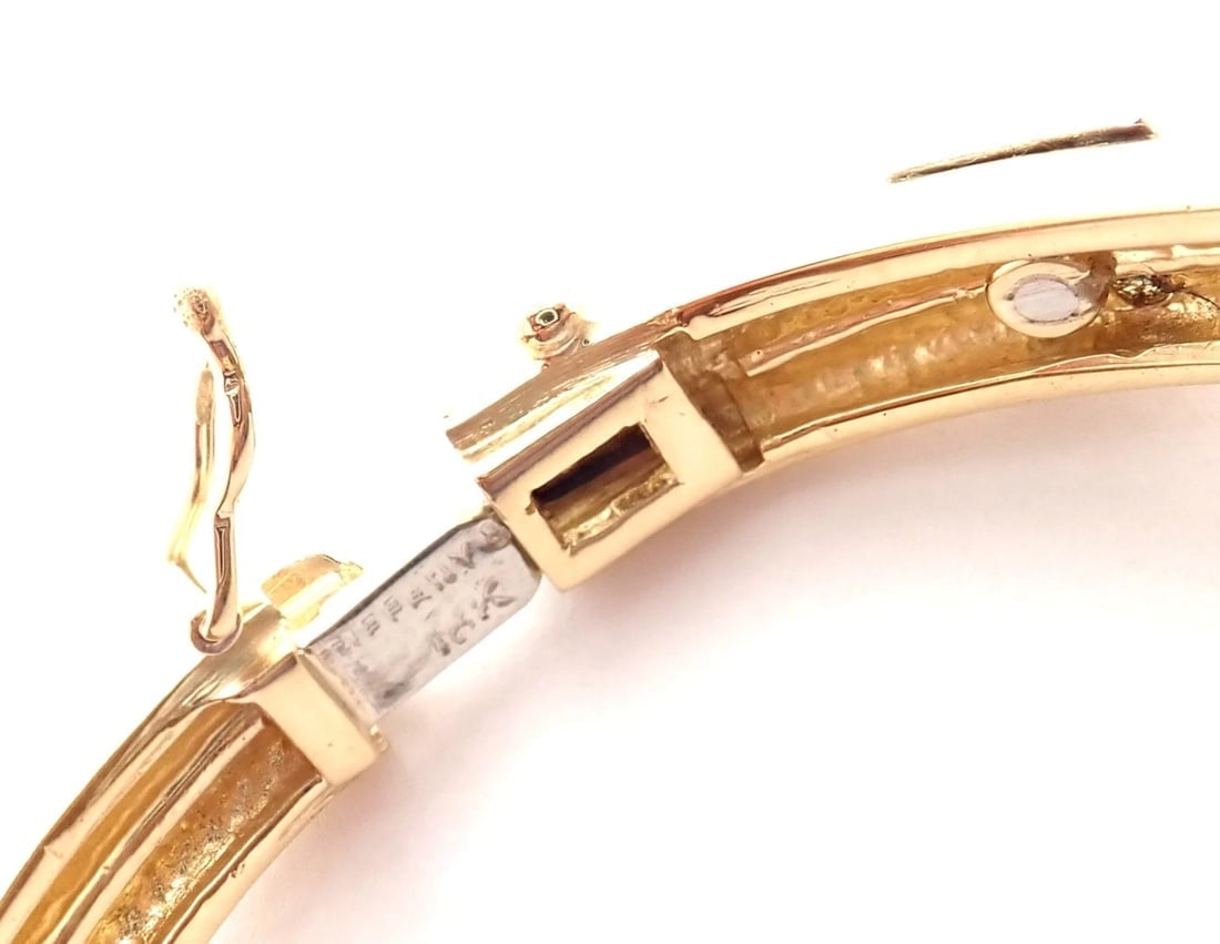 Rare! Vintage Authentic Tiffany & Co 18k Yellow Gold Diamond Bangle Bracelet - 8