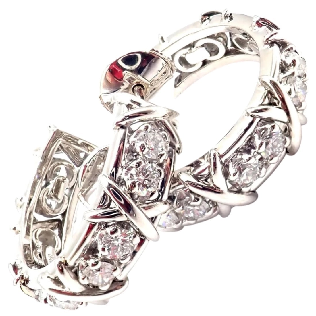 Authentic Tiffany & Co Schlumberger Twenty Stones Platinum Diamond Hoop Earrings (1 of 13)