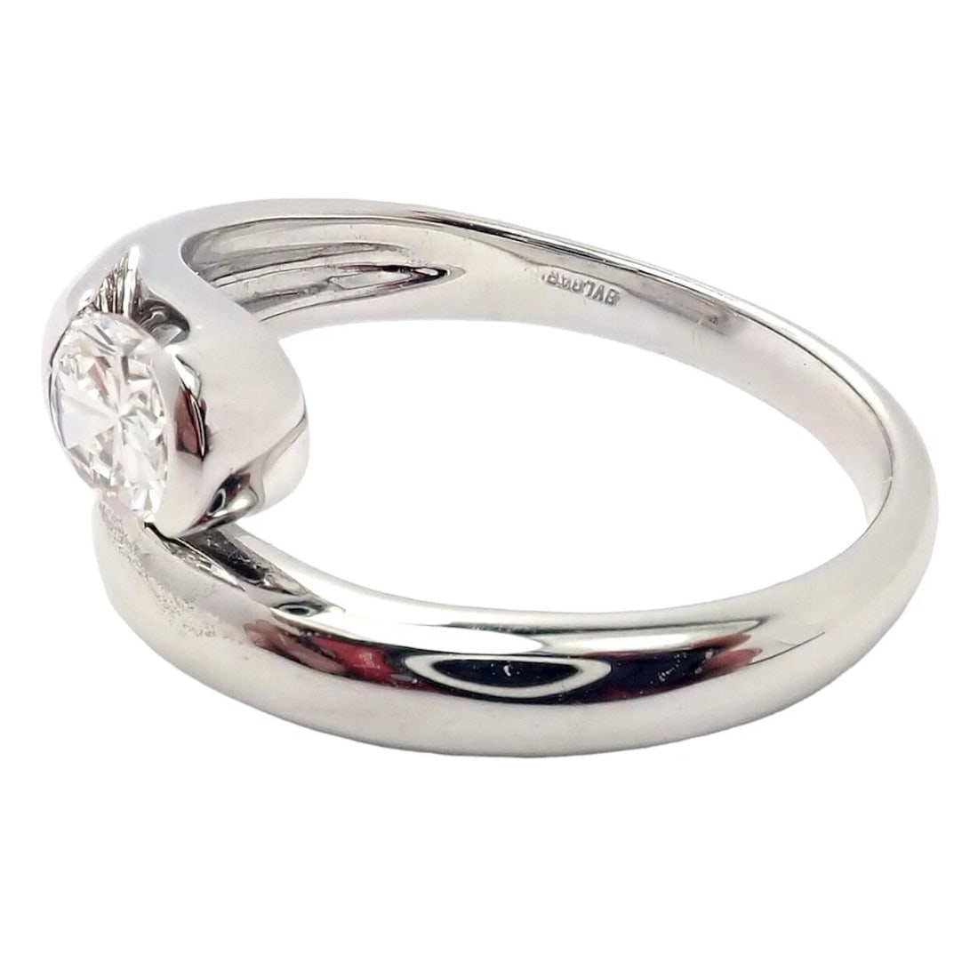 Authentic! Bulgari Bvlgari 18k White Gold Diamond Bypass Band Ring - 3