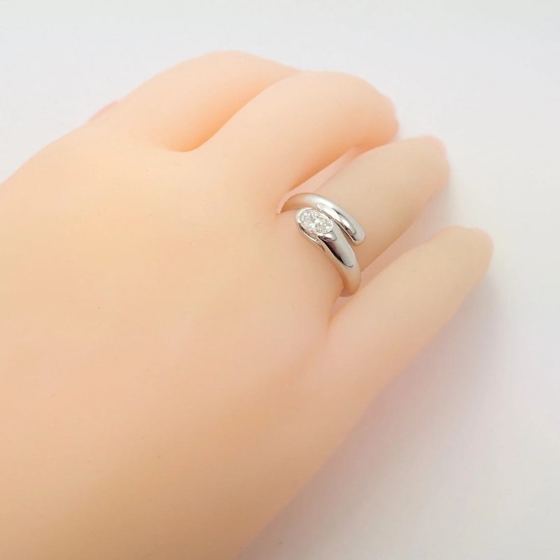 Authentic! Bulgari Bvlgari 18k White Gold Diamond Bypass Band Ring - 4