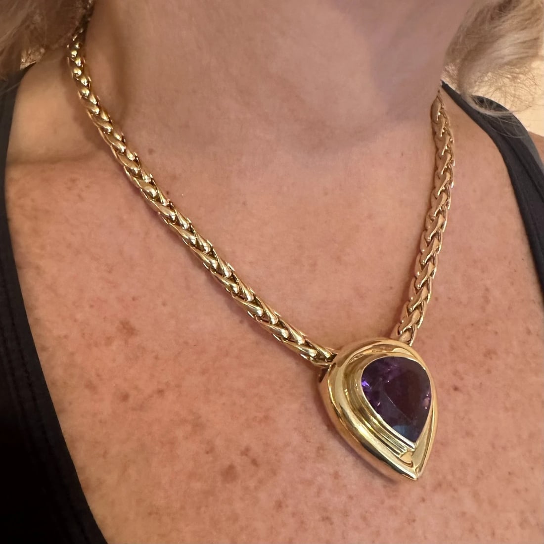 Authentic! Tiffany & Co Paloma Picasso 18k Gold Large Amethyst Pendant Necklace - 5