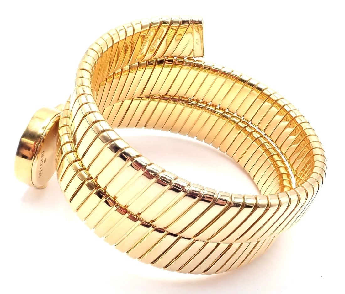 Authentic! Bulgari 18k Yellow Gold Tubogas Serpent Snake Bracelet Watch - 3