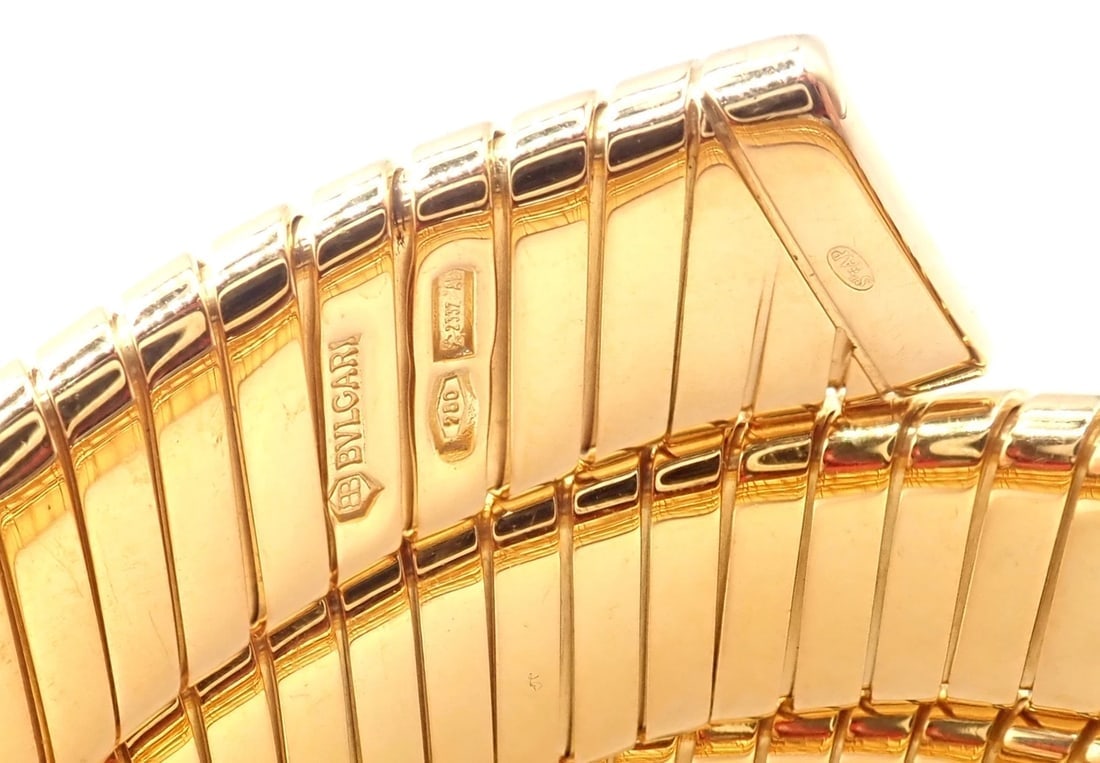 Authentic! Bulgari 18k Yellow Gold Tubogas Serpent Snake Bracelet Watch - 4
