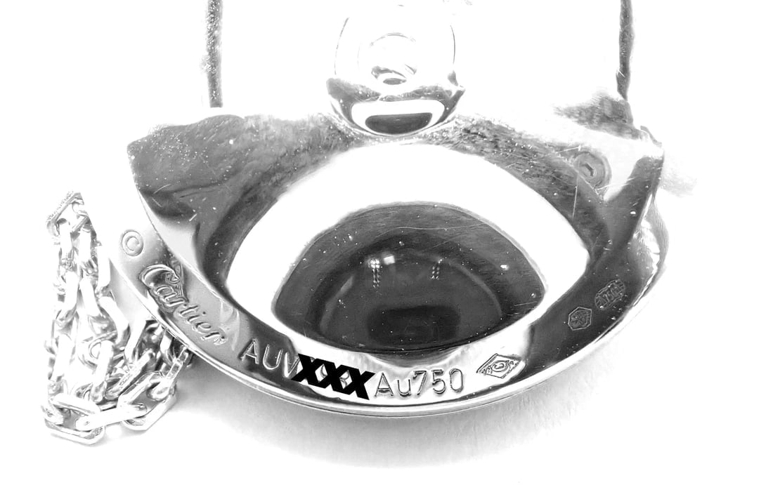 Authentic! Cartier Amulette 18k White Gold Diamond Ruby Large Pendant Necklace - 10