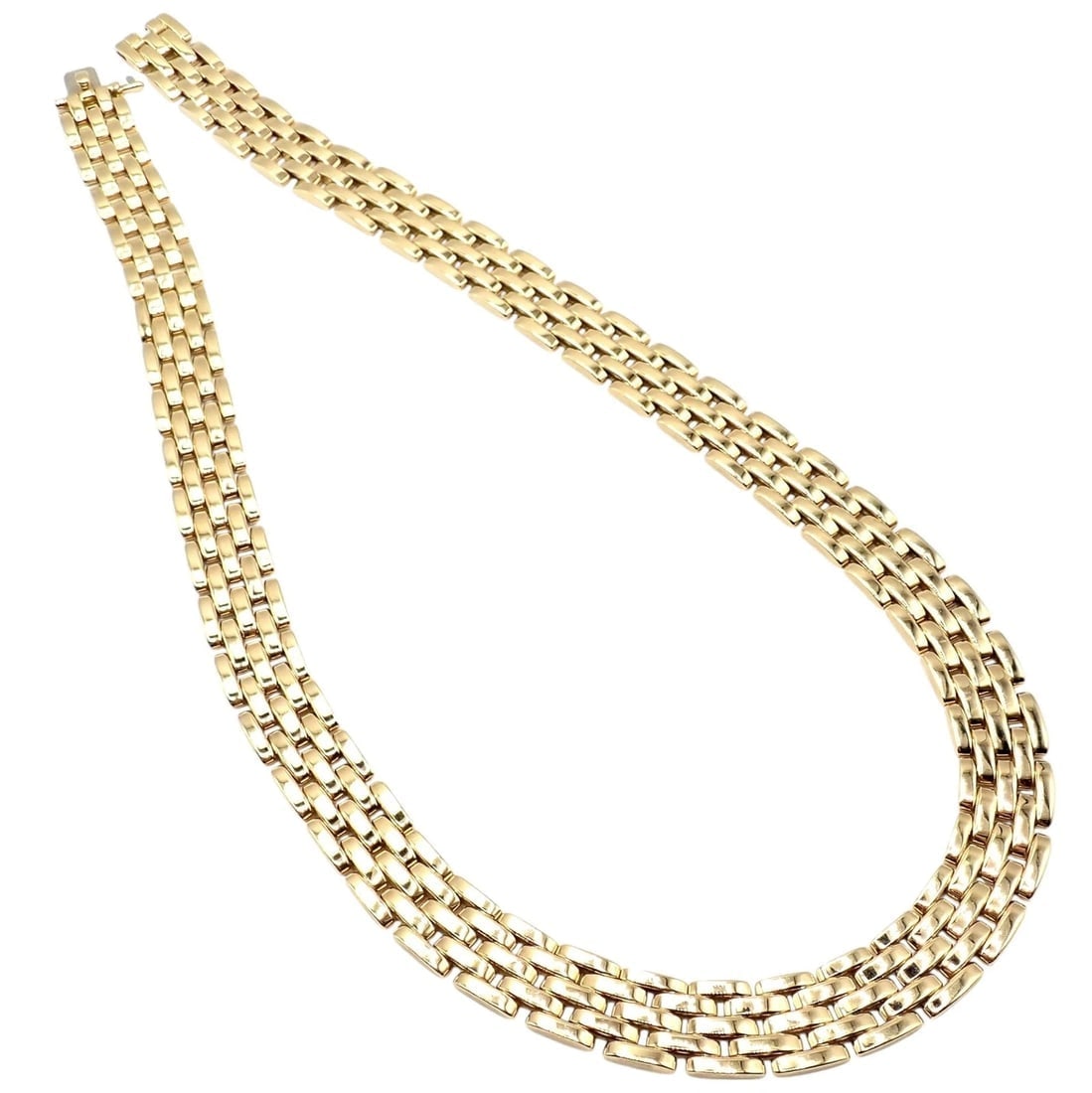 Cartier 5 Row Maillon Panther Panthere 18k Yellow Gold Wide 20" Long Necklace - 6