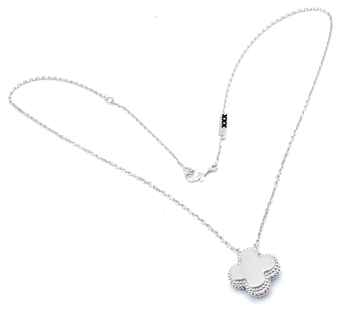 Van Cleef &Arpels Celadon Sèvres Porcelain Diamond 18k Vintage Alhambra Necklace - 10