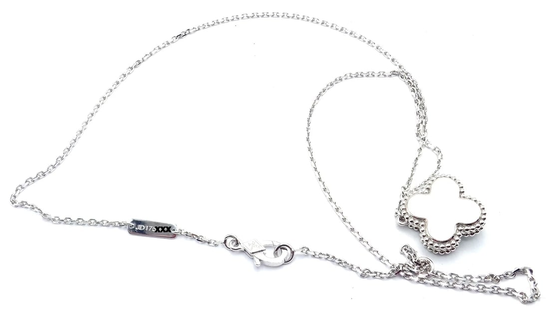 Van Cleef &Arpels Celadon Sèvres Porcelain Diamond 18k Vintage Alhambra Necklace - 7