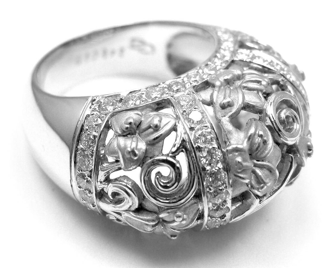 New! Authentic Carrera Y Carrera Taj Mahal 18k White Gold Diamond Ring Cert. - 2