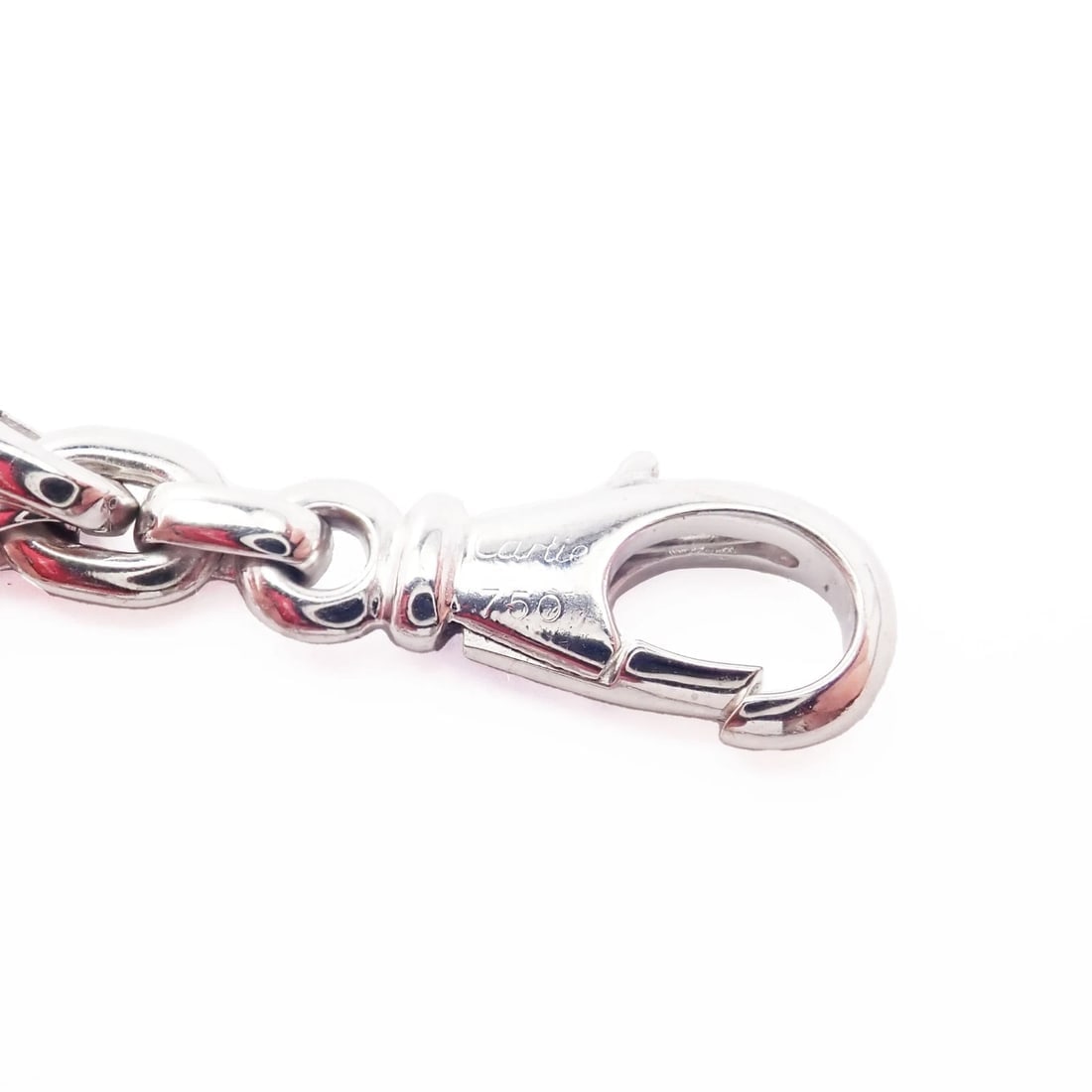 Authentic! Cartier 18k White Gold 3 Charm Bracelet with Diamond Cross Double C's - 6