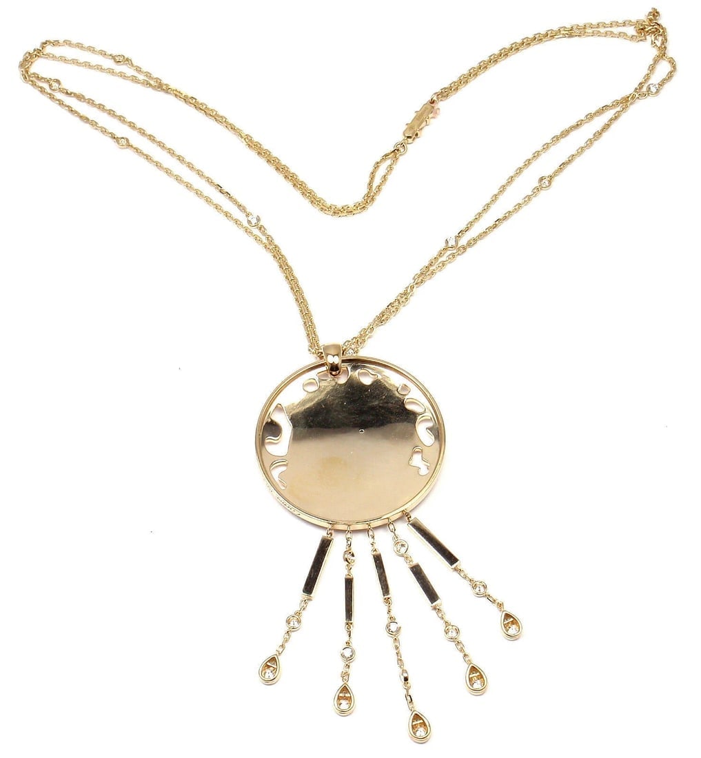 Authentic! Cartier Panther 18k Yellow Gold Diamond Tsavorite Lacquer Necklace - 4