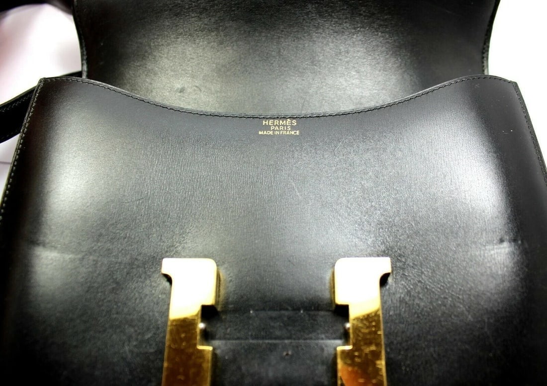 AUTHENTIC HERMES 23CM BLACK BOX LEATHER GHW CONSTANCE HANDBAG - 4