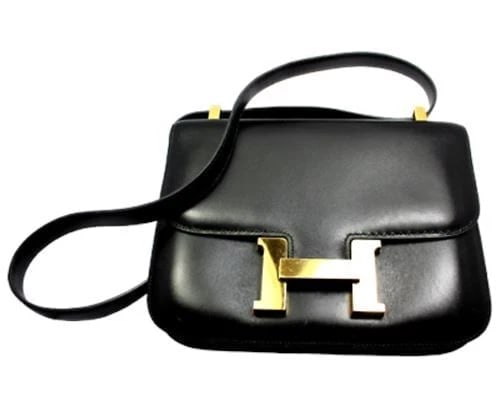 AUTHENTIC HERMES 23CM BLACK BOX LEATHER GHW CONSTANCE HANDBAG - 8