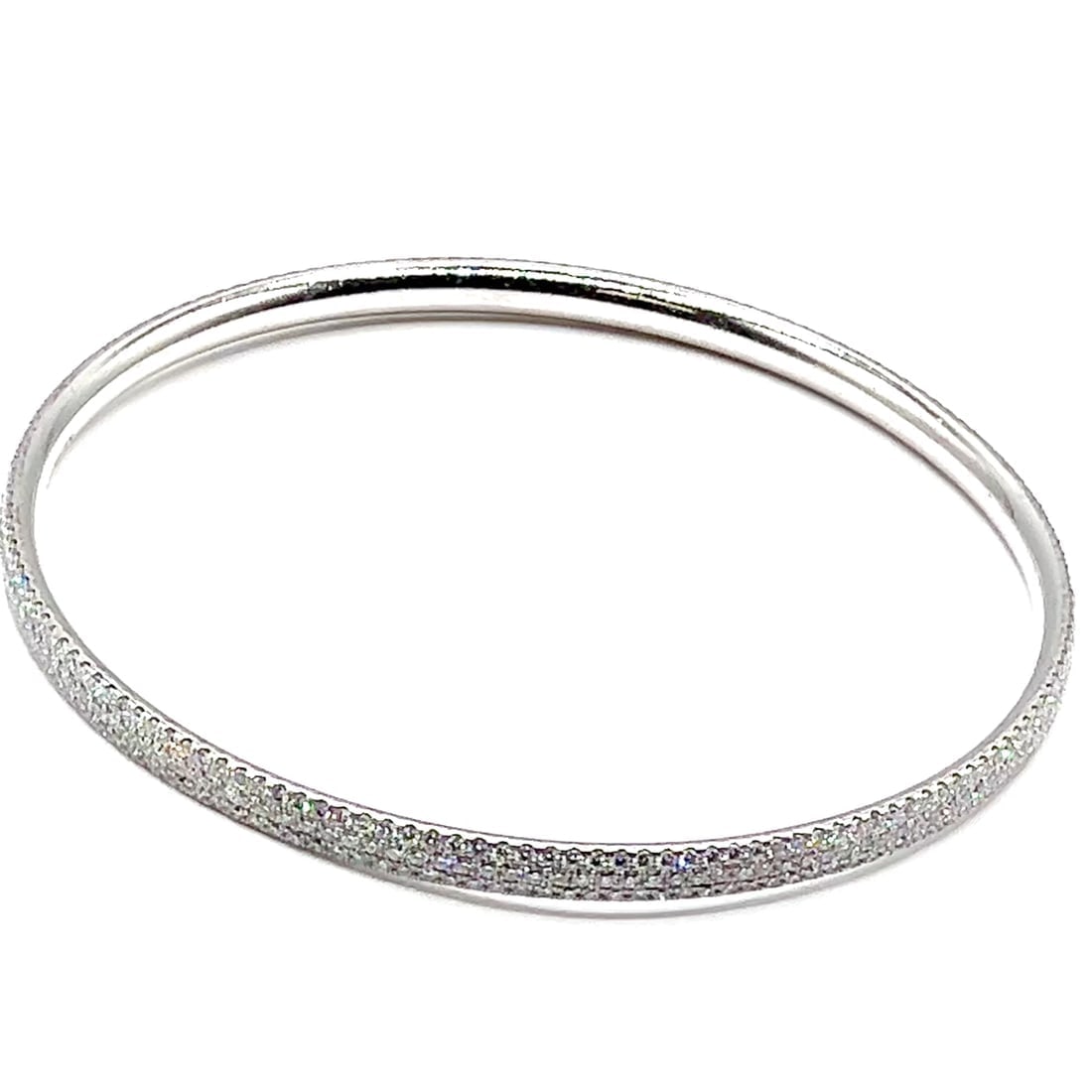 Tiffany & Co Metro 18k White Gold Full Diamond Three Row Bangle Bracelet $22,300 - 2
