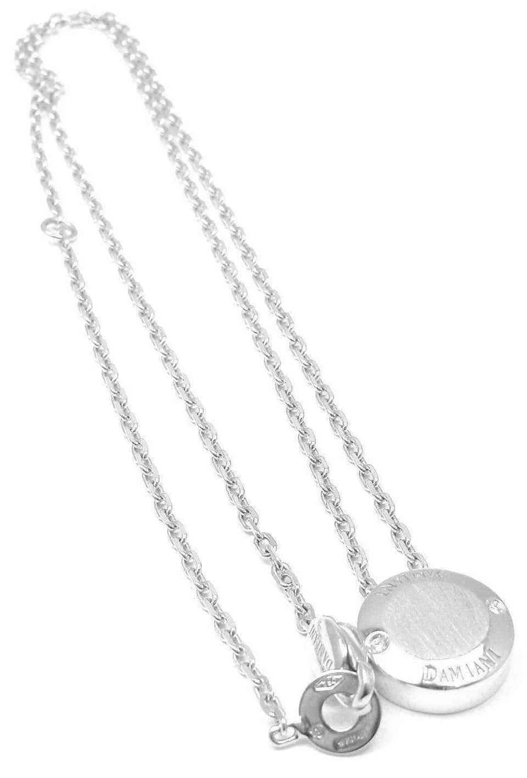 Authentic! Damiani Blasoni Diamond 18k White Gold Pendant Necklace - 2